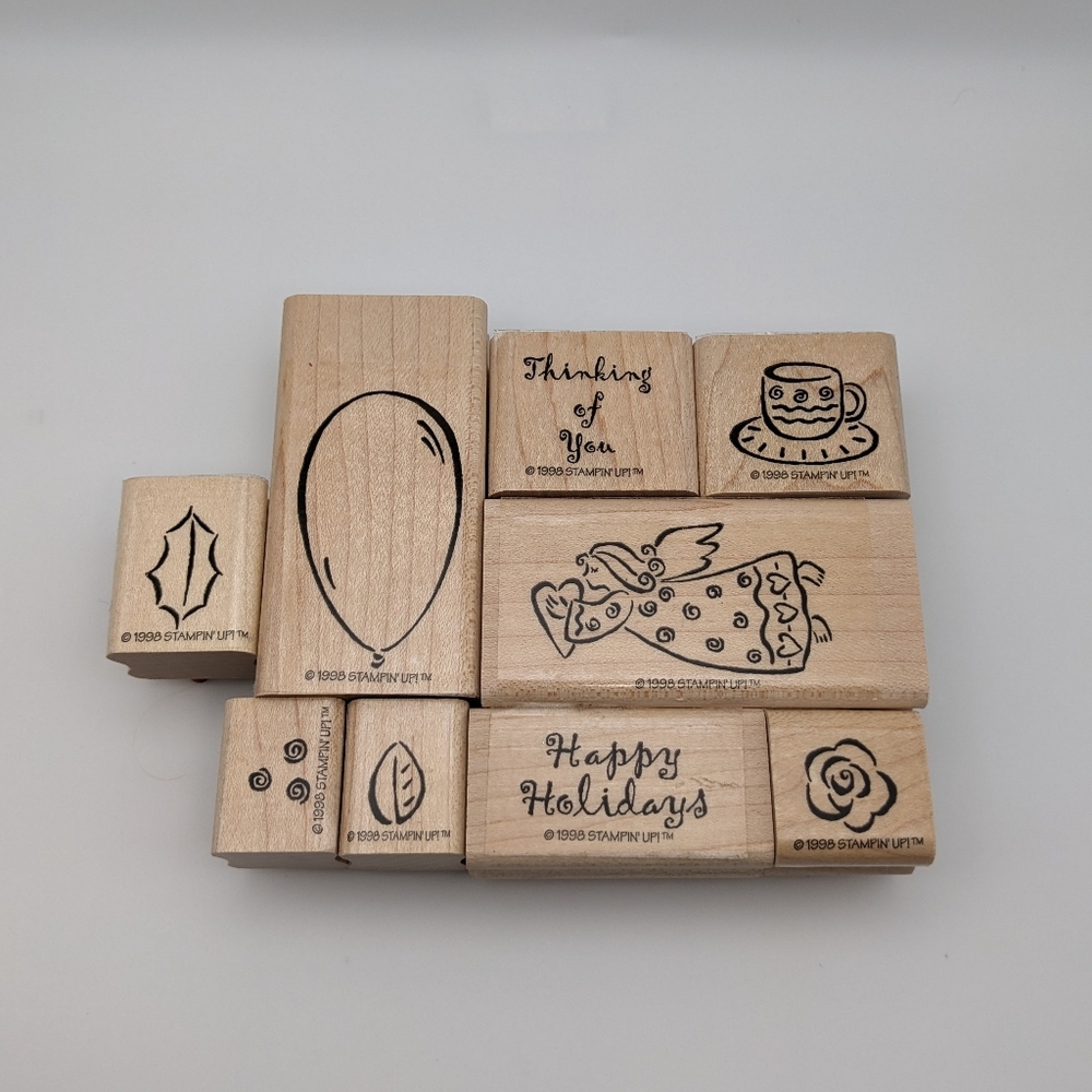 🎨STAMPS BOGO 50% OFF Vintage 1998 Stampin' Up! Contemporary Collection Set of 9